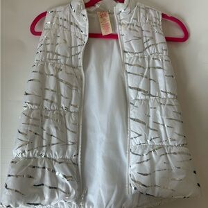 Faded Glory Girls 10-12 White and Silver Tiger Print Puffer Vest